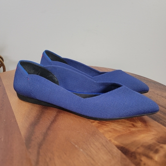 Rothys The Point Ballet Flats Blue Red & White Stripe Accent Women's Size 5.5 - Picture 4 of 16